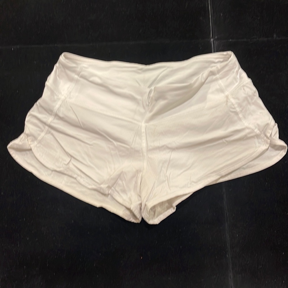 Lululemon white athletic shorts, size 6 with built in underwear